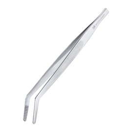 MSY BIGSUNNY Stainless Steel Kitchen Precision Tweezers Tongs with Curved Tip, Multipurpose Tweezers for Cooking, Feeding, Crafting (1, 6.2")
