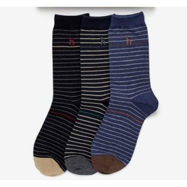 Hazzys (대구신세계)HAZZYS 스트라이프 컬러배색 남성 양말 3종세트 HJSS5E105WT (DAEGU SHINSEGAE) HAZZYS Stripe Color Matching Men's Sock Set 3 Pieces HJSS5E105WT