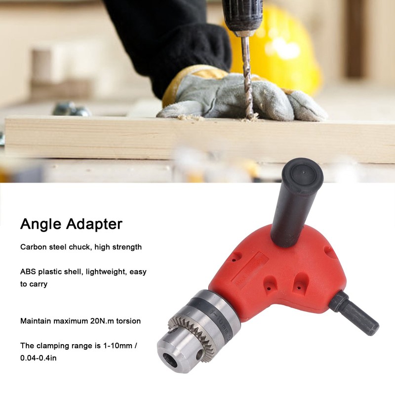 90° Angle Adapter Round Shank 9.5mm Electric Drill Chuck Attachment