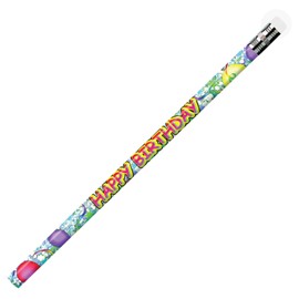 J.R. Moon Pencil JRM7940B Happy Birthday Glitz Pencils, 3.9" Height, 4.3" Wide, 8.1" Length (12 Count)