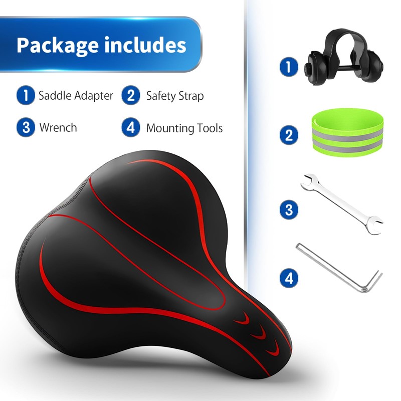 Xmifer Oversized Bike Seat, Comfortable Bike Seat - Universal Replacement