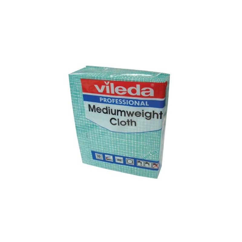 Vileda 106401 Medium Weight Cloth, Green (Pack of 10)