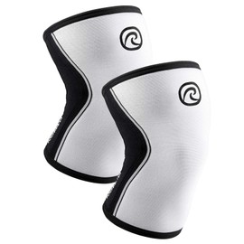 Rehband Knee Support for Weight Training, Knee Support for Cross Fit and Heavy Training, Knee Sleeve Made of 5 mm Neoprene, Available in Many Colours and Sizes, Unisex, Colour: White, 1 Pair, Size: L