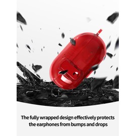 Compatible with Beats Solo Buds-Ear Headphones，True Wireless Noise Cancelling Earbuds,Clear Soft TPU Full Body Shockproof Protective Cover with Lanyard,Transparent Red