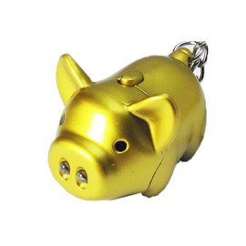 ODETOJOY Cute Pig Led Keychain with Flashlight Sound LED Animal Keyring Cartoon 3D Key holder (Gold)