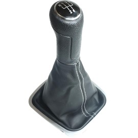 Newtown2700-parts Gear Knob Gear Stick Gaiter Frame Compatible for VW Polo 6R 6C 5 Speed White Stitching