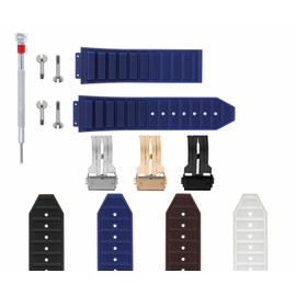 Ewatchparts 24-28mm Rubber Watch Band Strap With Clasp Compatible With H Hublot 44-45-48mm Big Bang Includes 4 Screws And Screw Driver
