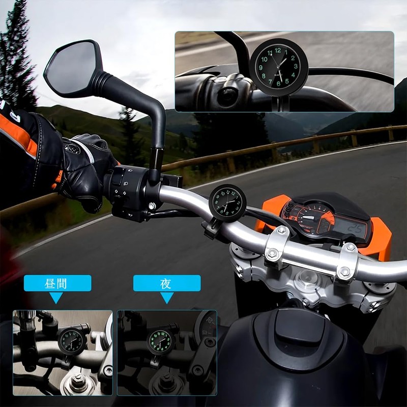 Motorcycle Handlebar Clock Bike Handlebar Mount Clock 7/8" Universal Waterproof