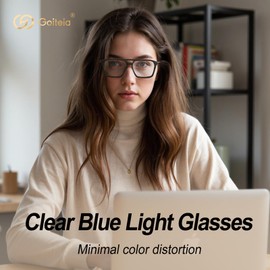 Goiteia Blue Light Glasses for Woman Men-Clear Tint Computer Glasses for Ture Color-Ease Computer and Digital Eye Strain-Ultra Light & Spring Hinges for Better Comfort
