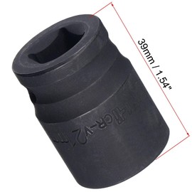 TA-VIGOR 6-Point Impact Socket, 1/2-Inch Drive 21mm Spindle Axle Nut Socket Driver, Durable CR-V Steel 39mm Length Nut Impact Socket for Auto Repair Easy Removal, Shallow Metric Sizes