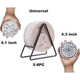 2PC Triangle Coaster Holder Black Iron Metal Holder Storage Caddy for Both Round and Square Coasters Fit 4 to 9 Pieces Coasters,4.3 Inch