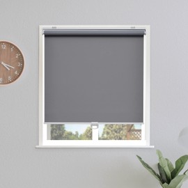 Sunoff Blackout Roller Shades Blinds Cordless for Windows Pull Down Room Darkening Door Blinds with Thermal Insulated Easy to Install for Living Room,Bedroom,Home,Office Bathroom Grey 35" W x 72" H