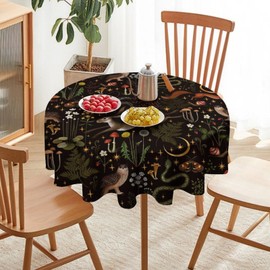 JanJCurt Rustic Forest Tablecloth, Fairy Tale Forest Woodland Wild Animals Moths Flowers Moon Star Table Cover for Home Kitchen Dining Table Party Camping Decor, 50x50in