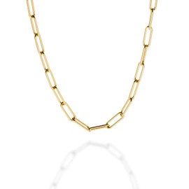 Quadri -925 Silver Chain (Paper Clip) 18 Carat 1 Micron Plated Gold-Plated for Men and Women Made of 925 Real Silver Width 4.5 mm - Length 66 cm with Extension of 5 cm - Certificate Made in Italy,