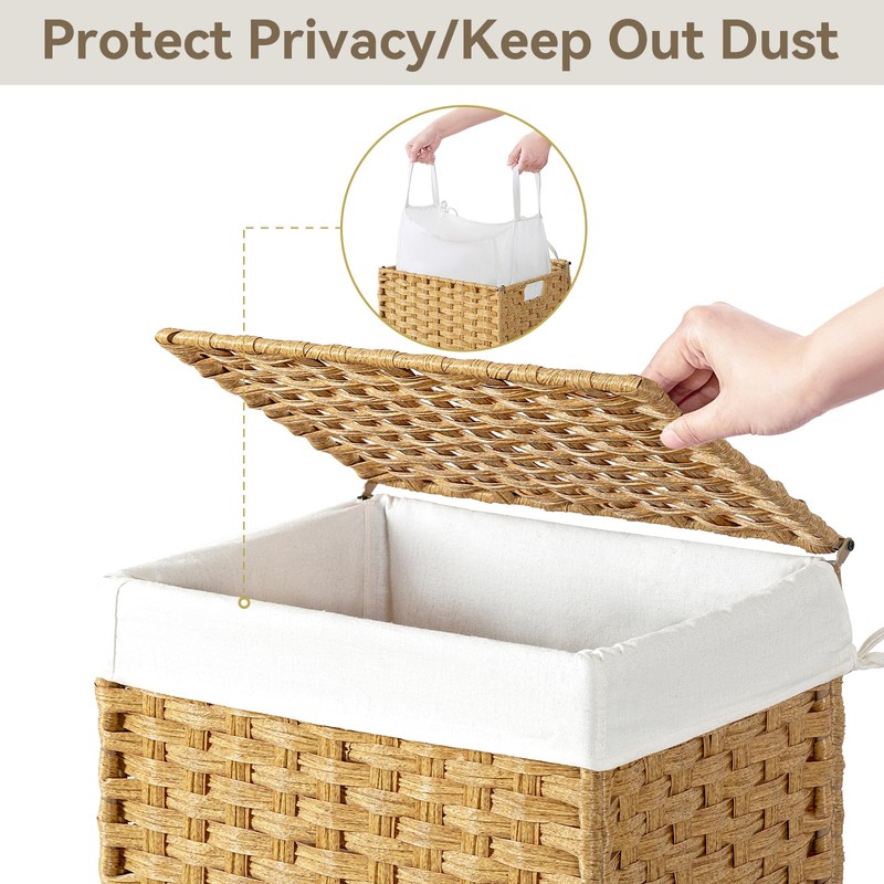 Chrislley 90L Slim Laundry Hamper with Wheels, Rolling Laundry Basket