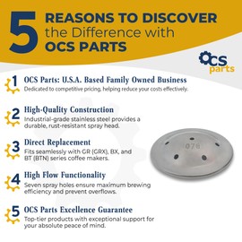 OCS Parts High Flow Stainless Steel Replacement Spray Head | Replaces Bunn 01082.0003 Spray Head on Bunn Coffee Machines and Hot Beverage Dispensers (7-Hole)