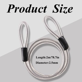 2pcs Security Bike Lock Double Loop Steel Security Lock Chain Flexible Safety Luggage Wire Rope Silver for Padlocks Scooter Bicycle Suitcase