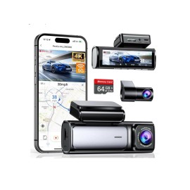 Dash Cam Cam Front and Rear, Built-in 5G WiFi GPS, 64GBSD, IPS screen , WDR,