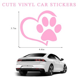 Yourkar Pet Dog Paw Print Sticker, Love Heart Dog Paw Stamped Automotive Window Decor Decal, Cute Paw Stickers for Vehicles Windows Walls Laptop Luggage, Exterior Car Accessories (Pink)