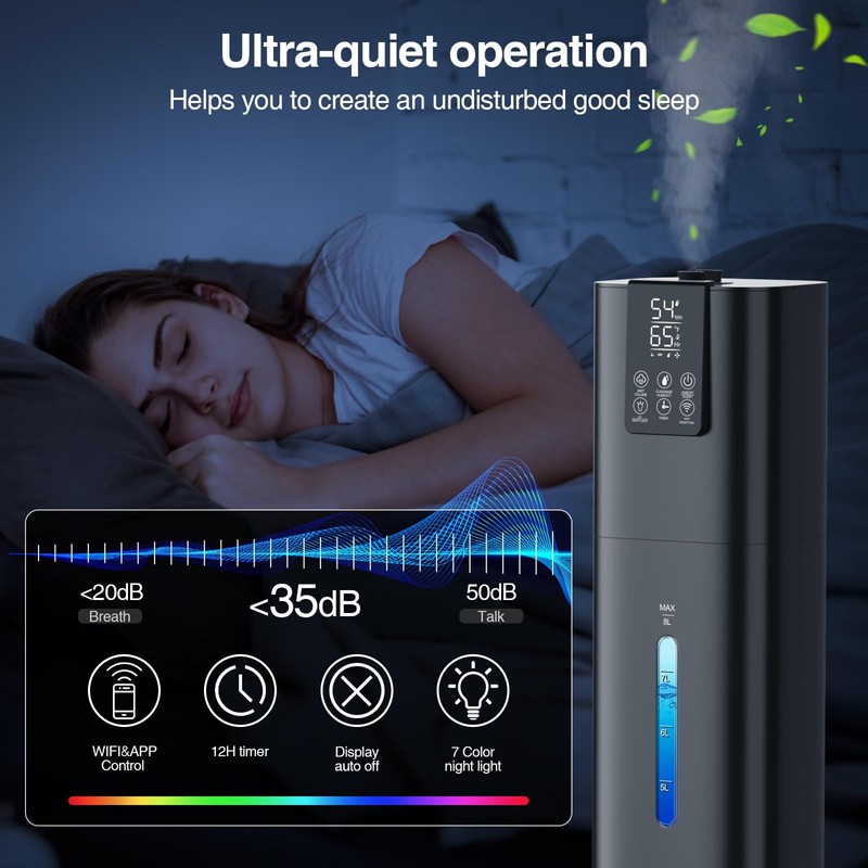 Honovos Smart Humidifiers Large Room Bedroom Home, 2.11Gal(8L) Quiet Top