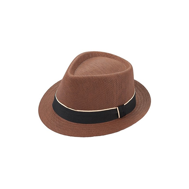 Milani Fedora Straw Hat with Matching Band Brown