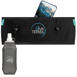 Viva Terma Laufgürtel + Soft Flask 500 ml, Laufgürtel für Damen, Laufgürtel für Herren, zum Laufen, Trailrunning und Wandern., Schwarz , S/M, Laufgürtel mit Taschen zur Aufbewahrung von persönlichen