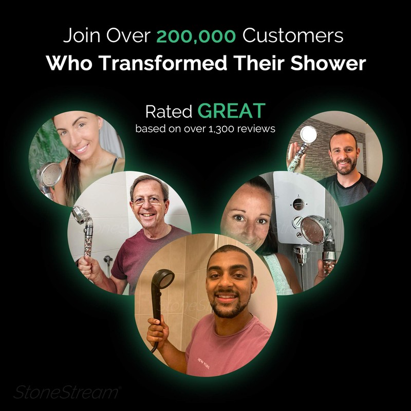 Original StoneStream® EcoPower Shower Head System — Spa Like Ionic