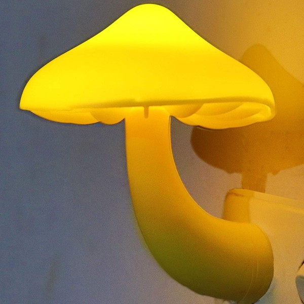 Sensor LED Night Lights for Adults Kids NightLight Cute Mushroom Night Light Plug in Wall Lamps for Bedroom, Bathroom,Toilet, Stairs, Kitchen, Hallway Corridor Warm Yellow