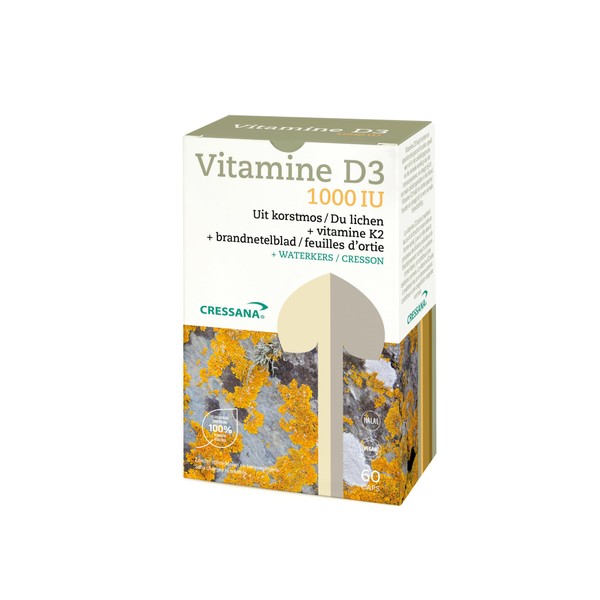 Cressana Vitamin D3 & K2-60 Capsules, 25 mcg - Organic