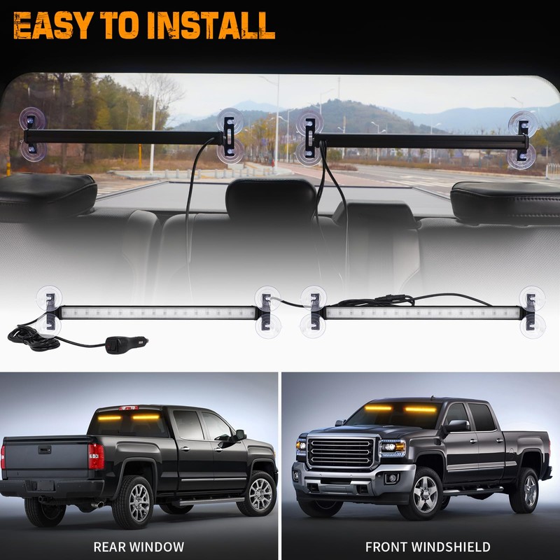 XRIDONSEN 2 in 1 Emergency Strobe Traffic Advisor Amber Light