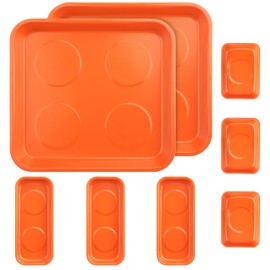 8 PCS Magnetic Trays, Include 2 PCS 11.4 X10.6Inch & 3 PCS 5.9 X 2.6 Inch & 3 PCS 3.7 X 2.5 Inch, Magnet Tool Tray, Magnetic Parts Tray, Orange, by GENHAKON