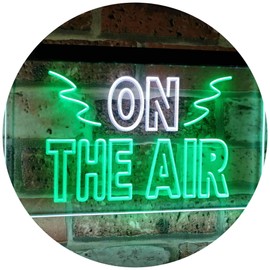 On Air Studio Recording in Progress Dual Color LED Neon Sign White & Green 12" x 8.5" st6s32-i2066-wg