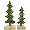 Wood Tree Decor - Set of 2 Green Glazed Wooden