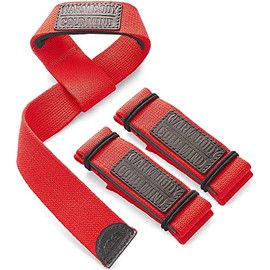 WARM BODY COLD MIND Lasso Lifting Wrist Straps for Crossfit, Olympic Weightlifting, Powerlifting, Bodybuilding, Functional Strength Training - Heavy-Duty Cotton Wrist Wraps, Pair (Red Lasso PRO)