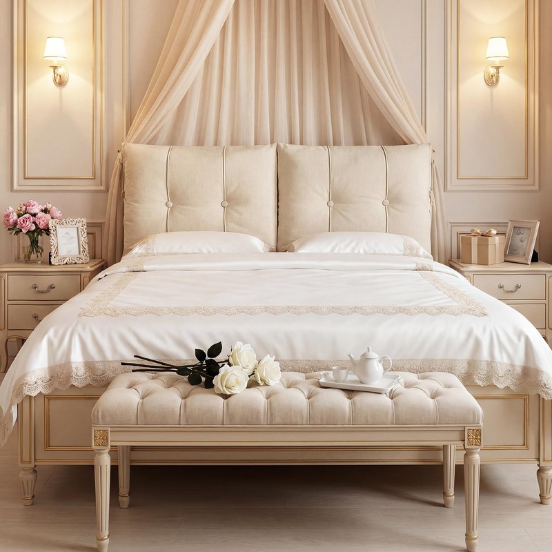 Tegeme Headboard Cover with Tie Straps Full-Cover Large Thicken Bed
