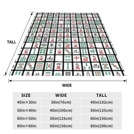 Chioee MT0978XA Flannel Blanket Throw Mahjongg Mahjongg Mahjong Tiles Stylish Blanket Lightweight Thin Fluffy Microfiber Soft Touch Anti-Static Warm Washable Four Seasons Sleeping Bedding Cold Goods