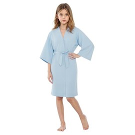 KAKU NANU Girls Dressing Gown Satin Robe Silk Kimono Lightweight Summer Dressing Gown Kids Nightwear Blue 7 8 9 7-8 8-9 Years