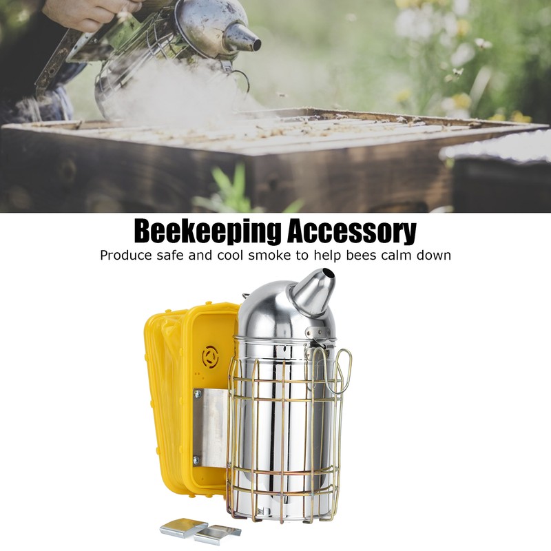Pointed Beehive Smoker with Heat Protection Board Stainless Steel Bee