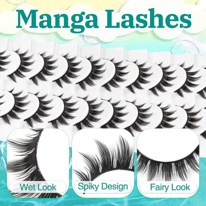 Fyonas Lashes Manga False Eyelashes 9-12mm Anime Lashes Strips C