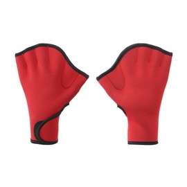 PATIKIL Swim Gloves, Webbed Swimming Gloves Aquatic Fitness Water Resistance Swim Hand Paddles for Women and Men Water Aerobics, M, Red