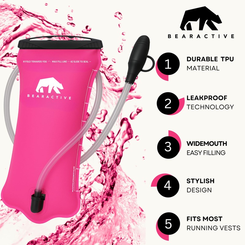 Bearactive Hydration Bladder, Water Bladder 2L for Running Backpack with