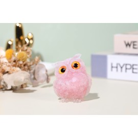 Jovivi Natural Rose Quartz Crystal Owl Statue Hand Carved Resin Reiki Healing Crystal Pocket Stone Gemstone Animal Owl Figurines Sculpture Ornament 2.5" Cute Home Office Desk Decor Gifts