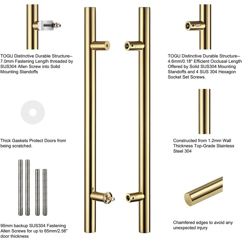 TOGU TG-6012 450mm/18 inches Solid Standoffs Heavy-Duty Commercial Grade-304 Stainless