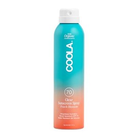 COOLA Organic Sunscreen SPF 70 Sunblock Spray, Dermatologist Tested Skin Care for Daily Protection, Vegan and Gluten Free, Peach Blossom, 6 Fl Oz