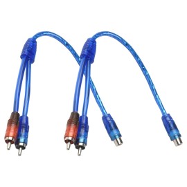 Unbranded/Generic 2pcs RCA Y Splitter Audio Jack Cable Adapter 1 Female to 2 Male Connector Blue