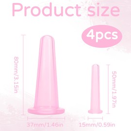 4 Stück Schröpfen Gesicht, Schröpfgläser Silikon, Cupping Gesicht, Cupping Set, Facia Massage, Glättet Cellulite Und Faszientaschen Und Verbessert Die Durchblutung (Pink)