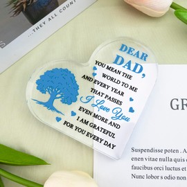 Dads Gifts Birthday Gifts for Dads form Daughters Sons Happy Birthday Dad Acrylic Heart Plaque I Love You Best Dad Ever Gift for Christmas Fathers Day