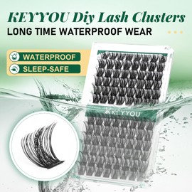 Lash Clusters 96pcs Individual Lashes Y22 D Curl 14mm Eyelash Clusters KEYYOU Volume Wispy Lash Extension Soft&Comfortable Easy DIY at Home(Y22,D-14mm)