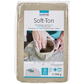 Glorex 8075 6 Soft Clay Modelling Clay, White, 20 – 2 x 13 x 3 cm