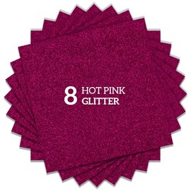 FANSGUAR Hot Pink Glitter HTV Heat Transfer Vinyl Bundle 8 sheets-12 x12 Iron on Vinyl for T Shirts Hats Clothing Compatible with Cricut Cameo Heat Press Machine